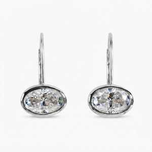Wholesale DEF Color 18K Yellow Gold Oval Diamond Bezel Set Solitaire Lab Diamond Earring 0.30CT Anniversary <b>Gift</b> for Women - Product Image 2