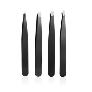 Pinzas Modernas Hechas a Mano de Acero Inoxidable con Punta Inclinada para Cejas, Duraderas, Precisas, Hipoalergénicas, Negras - Product Image 4