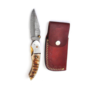 Navaja de Bolsillo de Acero de Damasco, Hoja Plegable, Herramienta Compacta para Actividades al Aire Libre, Camping, Senderismo, Viajes, Uso Diario, Equipo Portátil - Product Image 5