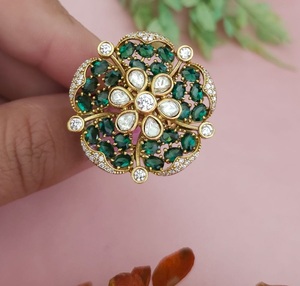 STUNNING SPARKLES Stylish Premium Quality <b>Brass</b> Gold Plated Zircon Beautiful <b>Ring</b> for Party Wear Trendy Collection Women's Girls - Product Image 5