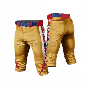 Pantalon de baseball doré personnalisé avec nom d'équipe, imprimé par transfert thermique, en tissu maille 100 % polyester, anti-humidité, séchage rapide, grandes tailles, sans couture - Product Image 1