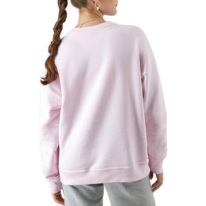 Sudadera de Cuello Redondo Rosa Claro para Mujer, Corte Regular, Color Sólido, Tejido de Algodón, Informal, Manga Larga, para Otoño - Product Image 3