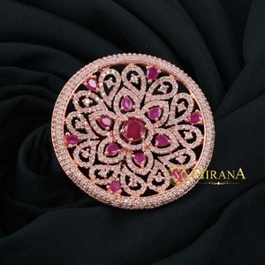 Lauren Flower Ruby Colored Natural Stone Adjustable Fashion Ring for Women - Product Image 4