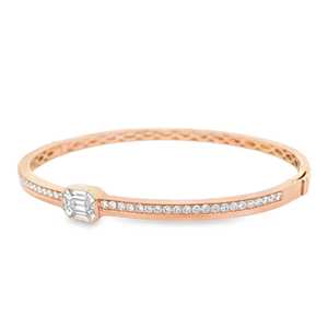 Diamond <b>Bangle</b> <b>Bracelets</b> 14K 18K Solid Gold Luxury Round Baguette Cuts Lab Grown Hinged Cuff Everyday Elegant Minimalist Jewelry - Product Image 3