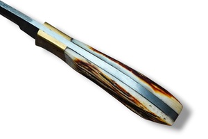 Couteau à désosser industriel Nordic Forge en acier Damas forgé à la main, lame fixe, fourreau en cuir, manche en bois de cerf - Product Image 4