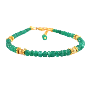 Unisex 4mm Round Green Emerald Beaded <b>Bracelet</b> with Faceted Stone Gift for <b>Boys</b> and Girls Rondelle Shape Hayaat Gems HG-264 - Product Image 1