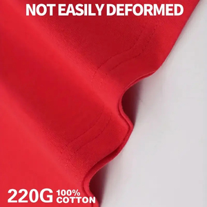 T-shirt en coton respirant pour homme - Style sport décontracté coupe ample - T-shirt rouge à manches courtes col rond coupe classique décontractée unie - Product Image 4