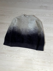 Suéter de punto con bajo MOQ, jacquard cruzado en relieve, grueso, oversize, cuello redondo, teñido por inmersión, estilo vintage - Product Image 5