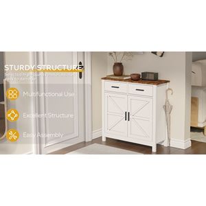 Mobile da Cucina Moderno Stile Fattoria con 2 Cassetti e 2 Ante, Credenza da Terra per Caffè con Funzionalità Buffet - Product Image 2
