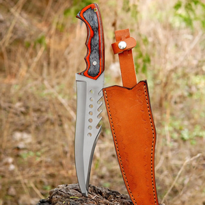 Cuchillo de Caza de Acero Inoxidable con Punta Caída, Mango de Micarta y Hoja Serrada para Supervivencia al Aire Libre - Product Image 6