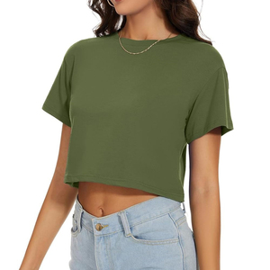 T-shirts courts en toile unie respirants pour femmes, tendance, élégants, de haute qualité, 100 % coton, écologiques, anti-plis, séchage rapide - Product Image 4