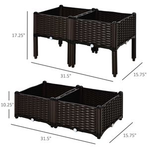 Jardinera Elevada de 4 Piezas con Riego Automático y Patas, Color Marrón, para Cultivar Flores, Hierbas y Vegetales - Product Image 6