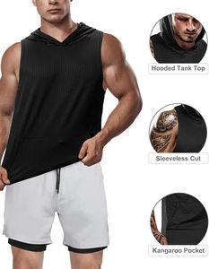 Sudadera con capucha sin mangas para hombre, estilo gimnasio, para correr, transpirable, informal, ligera, tela suave y elástica para un mejor ajuste. - Product Image 2