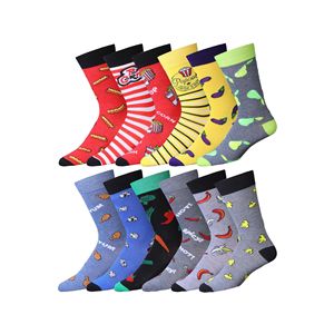 Set di 12 Paia di Calzini Casual da Uomo con Fantasie Colorate a Tema Gastronomico - Product Image 1