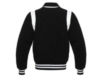 Blouson universitaire unisexe noir et rouge en polyester, style preppy, col rabattu, manches classiques, simple boutonnage, style baseball, hiver