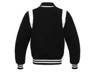 Unisex <b>Black</b> <b>Red</b> <b>Varsity</b> <b>Jacket</b> Polyester Preppy Style Turn-down Collar Regular Sleeve Single Breasted Baseball Winter Front - Product Image 4