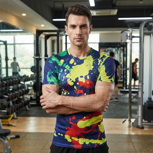 Camiseta Deportiva Ajustada al Cuello para Hombre, Camiseta de Gimnasio, Tejido Ecológico de Secado Rápido, Manga Corta, Ropa Deportiva para Ejercicio y Running - Product Image 5