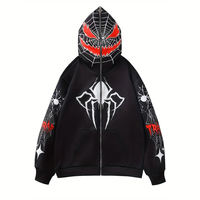 Sweat-shirt à capuche zippé personnalisé avec motif araignée, 100% coton, unisexe, streetwear d'hiver, mode