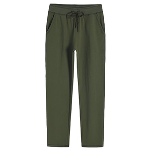 Women's Olive Green Solid Sporty Pants <b>Elastic</b> <b>Waist</b> High Rise Full Length Straight Leg Casual <b>Trousers</b> - Product Image 6