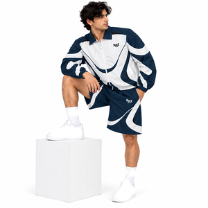 Custom ODM <b>Y2K</b> Style Men's Vintage Contrast Panel Loose Fit Embroidery Water Resistant Windbreaker <b>Streetwear</b> Casual Outfits - Product Image 5