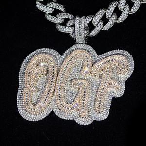 Pendentif Hip Hop personnalisé pour homme en argent 925 plaqué or, avec diamant de laboratoire et lettre de luxe, le plus vendu - Product Image 5