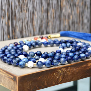 New Design Handmade 108 Knotted Mala Beads 7 Chakra Yoga Pulsera Lapis Lazuli Indian Artist Fashion Beaded Hinduism Engagement - Product Image 1