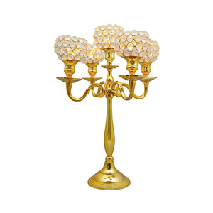 Metal shiny finished Tall <b>Candelabra</b> with 5 Crystal Votives Holder Elegant design Silver Plated aluminum Handmade <b>Candelabra</b> for - Product Image 4