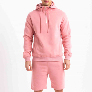 Conjunto de Sudadera con Capucha y Pantalones Cortos de Dos Piezas Personalizados, Estilo Terry, Lavado Desteñido, 100% Algodón, con Apliques Bordados, para Hombre, Otoño - Product Image 3