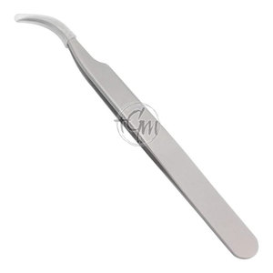 Pince à cils en acier inoxydable, outil de précision pour extensions de cils, applicateur à pointe incurvée pour utilisation en salon de beauté - Product Image 5