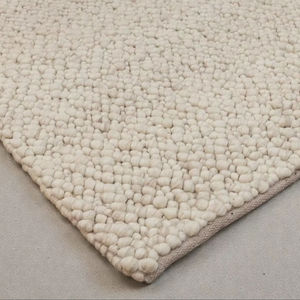 Alfombra de Lana Abstracta Hecha a Mano, Alfombra Moderna de Textura Gruesa en Color Marfil Natural, Ecológica para Sala de Estar y Dormitorio - Product Image 4