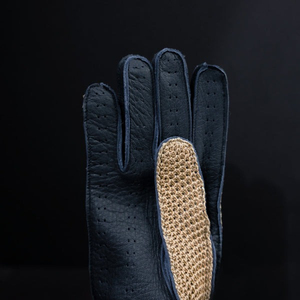 Gants en cuir pour poignets avec paume tricotée respirante, style uni, pour usage extérieur printemps-été - Product Image 3