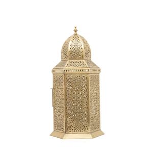 <b>Moroccan</b> Golden Brass Rectangular Lantern With Intricate Cutout Design For Home <b>Decoration</b> - Product Image 3
