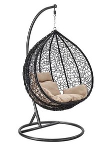 Silla Colgante Tipo Huevo Contemporánea para Exteriores con Mimbre de Ratán PE, Asiento Acolchado, Mueble Resistente para Patio y Jardín para 1 Persona - Product Image 6