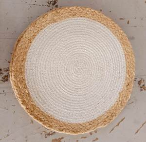Eco-friendly handwoven round natural jute and cotton braided placemat for stylish rustic table décor and <b>dinner</b> table <b>mats</b> - Product Image 5
