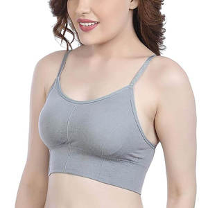 Top Deportivo para Mujer, Color Gris, Cuello Halter, Diseño Ribbed, Logotipo Frontal, Alta Sujeción, Cuello en V, Sin Costuras, Transpirable - Product Image 6