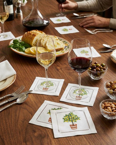 Servilletas de Cóctel Bordadas con Diseño de Limonero, 6x6', Blancas, de Algodón con Dobladillo, para Bodas, Hogar u Hotel - Product Image 3