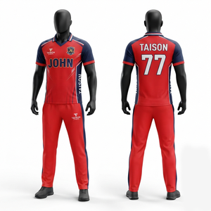 Uniforme de cricket pour hommes à manches courtes, 180 GSM, polyester respirant, tricoté, bleu, blanc, jaune citron, logo personnalisé imprimé sur le devant - Product Image 6