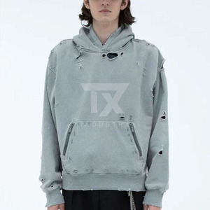 OEM Service <b>Thick</b> Custom Logo Vintage Distressed Acid Washed Loose <b>Hoodie</b> <b>Men</b> Streetwear Blank Sweatshirts Hoodies For <b>Men</b> - Product Image 5