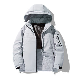 Veste en cuir imperméable et coupe-vent pour homme avec col montant, logo frontal, veste zippée haut de gamme en nylon/coton pour l'automne et l'hiver - Product Image 3