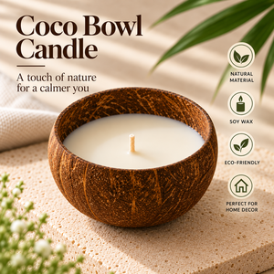 Vela artística de cera de soja en cáscara de coco natural |   Tazón de Coco Hecho a Mano, Regalo de Navidad |   Decoración Romántica para el Hogar Ecológica y sin Humo - Product Image 1