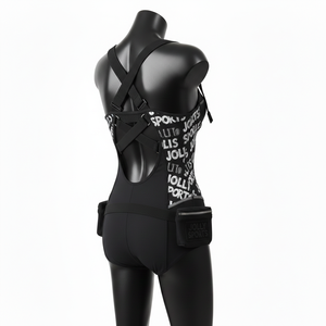 ชุดว่ายน้ำผ้าโพลีเอสเตอร์ผสมสแปนเด็กซ์เนื้อนุ่มยืดหยุ่น สีดำ แต่งเชือกผูกด้านหน้า พร้อมสกรีนโลโก้ตามสั่ง สำหรับผู้หญิง - Product Image 5