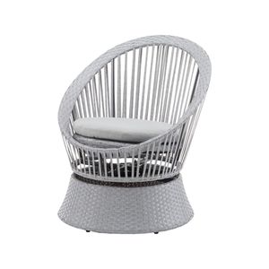 Poltrona lounge girevole moderna in vimini argentato da 68 cm con struttura in ferro XianRattan, design rotondo elegante per esterni - Product Image 6