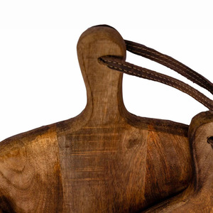 Tabla de cortar redonda de madera maciza con asa |   Tabla de servir de madera para cocina - Product Image 2