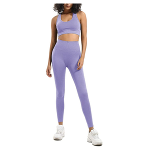 Conjunto de Yoga de 2 Piezas para Mujer, OEM, Spandex/Poliéster, Bra y Leggings de Cintura Alta, Ecológico, Ligero y Personalizable - Product Image 1