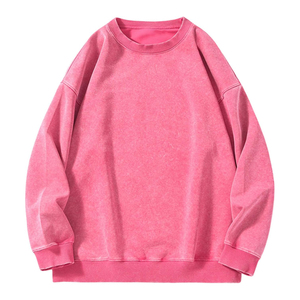 Sudadera de cuello redondo extragrande para hombre, lavado ácido, rosa liso, manga larga, estilo raglán, casual, sin forro, precio de fábrica 2026, OEM ODM - Product Image 3