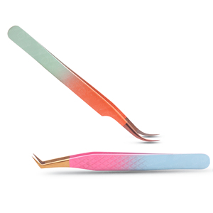 Pinzas para Pestañas de Doble Color Semi Curvadas Personalizadas para Mujer, Pinzas de Precisión Antimagnéticas de Acero Sostenible con Agarre Suave - Product Image 5