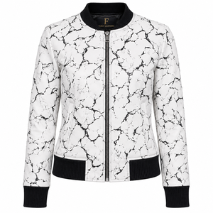 Veste bomber en cuir de mouton blanc Furat Leathers, veste de motard noire matelassée, écologique, séchage rapide, broderie 3D, respirante, hiver - Product Image 1