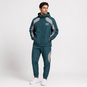 Pantalones de nailon cortavientos con bolsillos laterales con cremallera, chándal con bloques de color para hombre, logotipo personalizado, marca privada, venta al por mayor para senderismo - Product Image 1