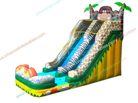 Château gonflable Jungle avec toboggan aquatique, château gonflable, parc d'attractions singe, jeux d'extérieur, maison de saut gonflable avec toboggans