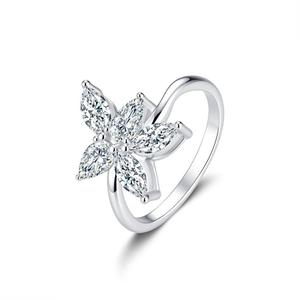 Elegant Butterfly Marquise Cut Moissanite Ring Sterling Silver Floral Inspired Engagement Jewelry For Women Gift - Product Image 1
